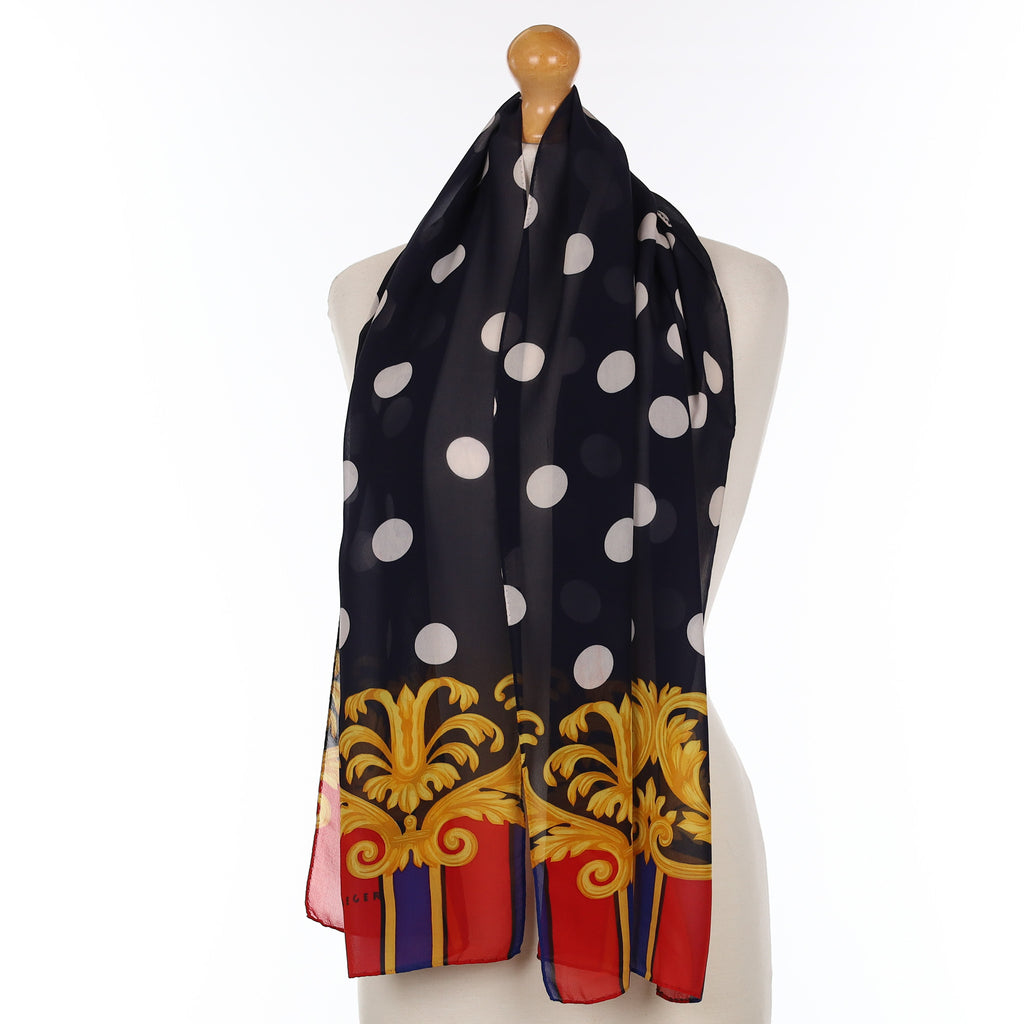 Jaeger Red, Blue & Gold Silk Scarf