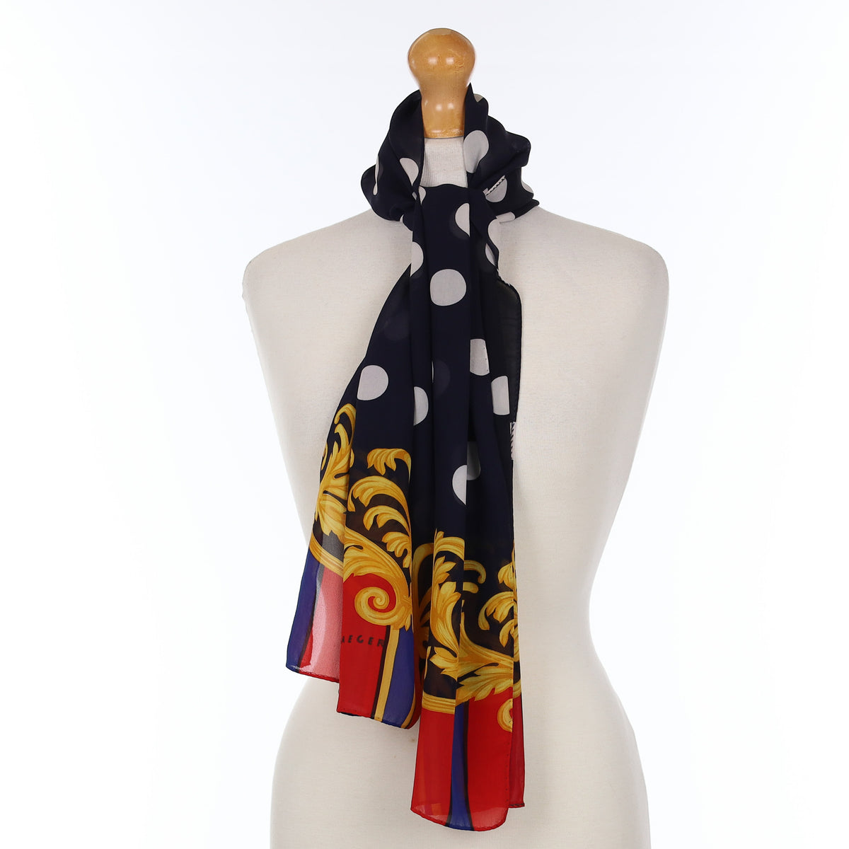 Jaeger Red, Blue & Gold Silk Scarf