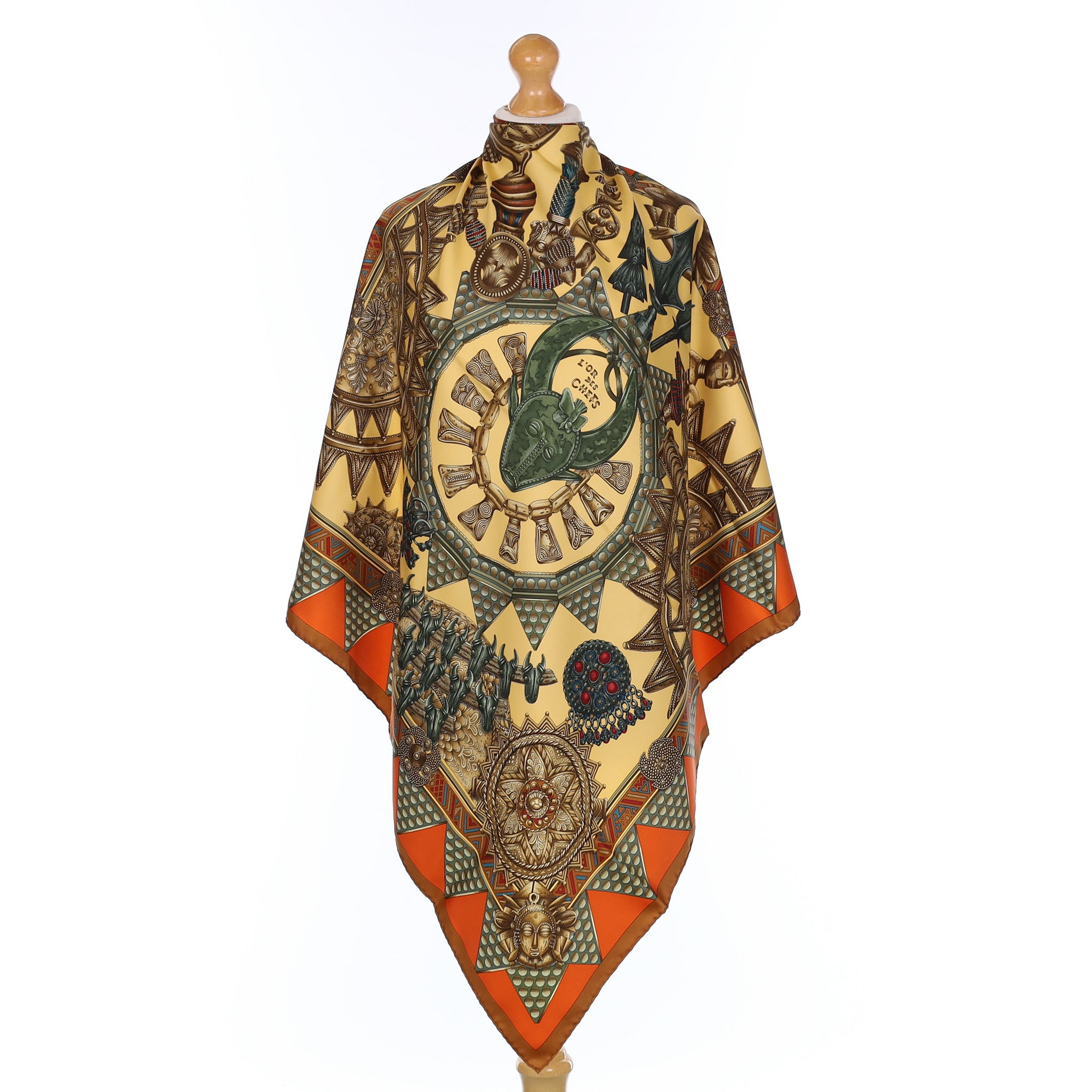Brand New Boxed Hermès L'or des Chefs Vintage Silk Scarf