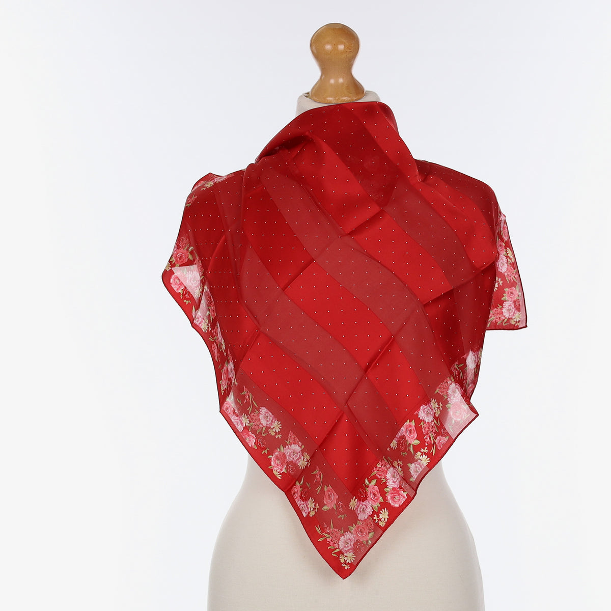 Oscar de La Renta Red Floral Silk Scarf