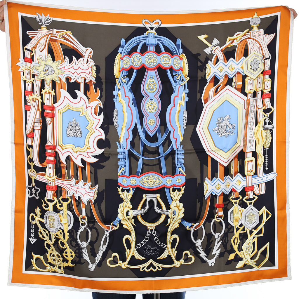 Brand New Boxed Hermès Brides et Destin Vintage Silk Scarf