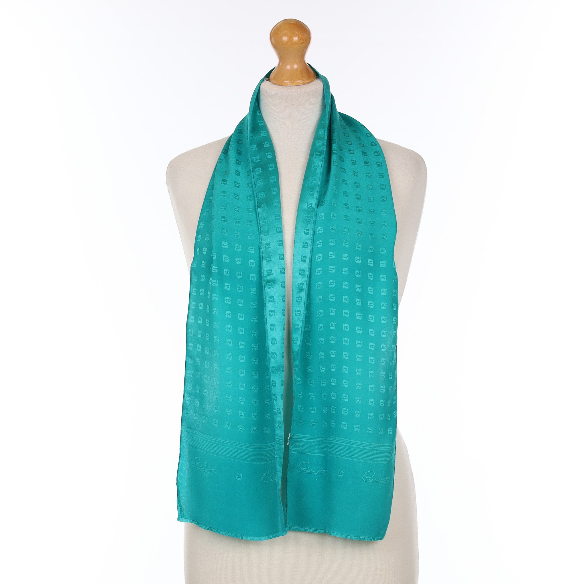 Cornelia James Aqua Green Long Silk Scarf