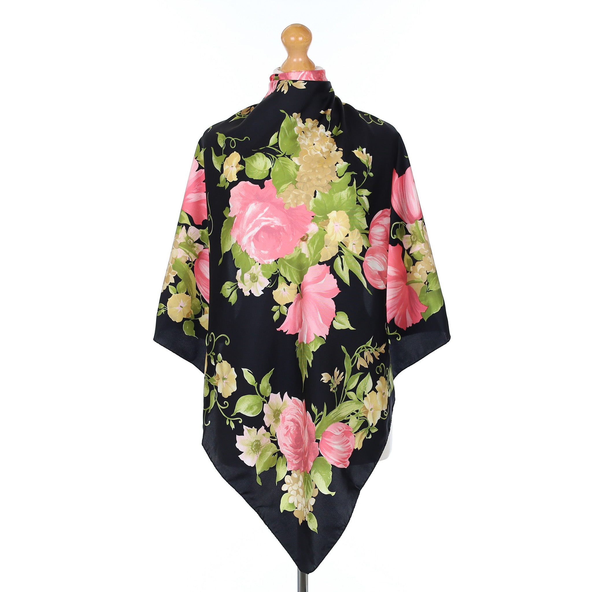 Brand New Black Floral Silk Scarf