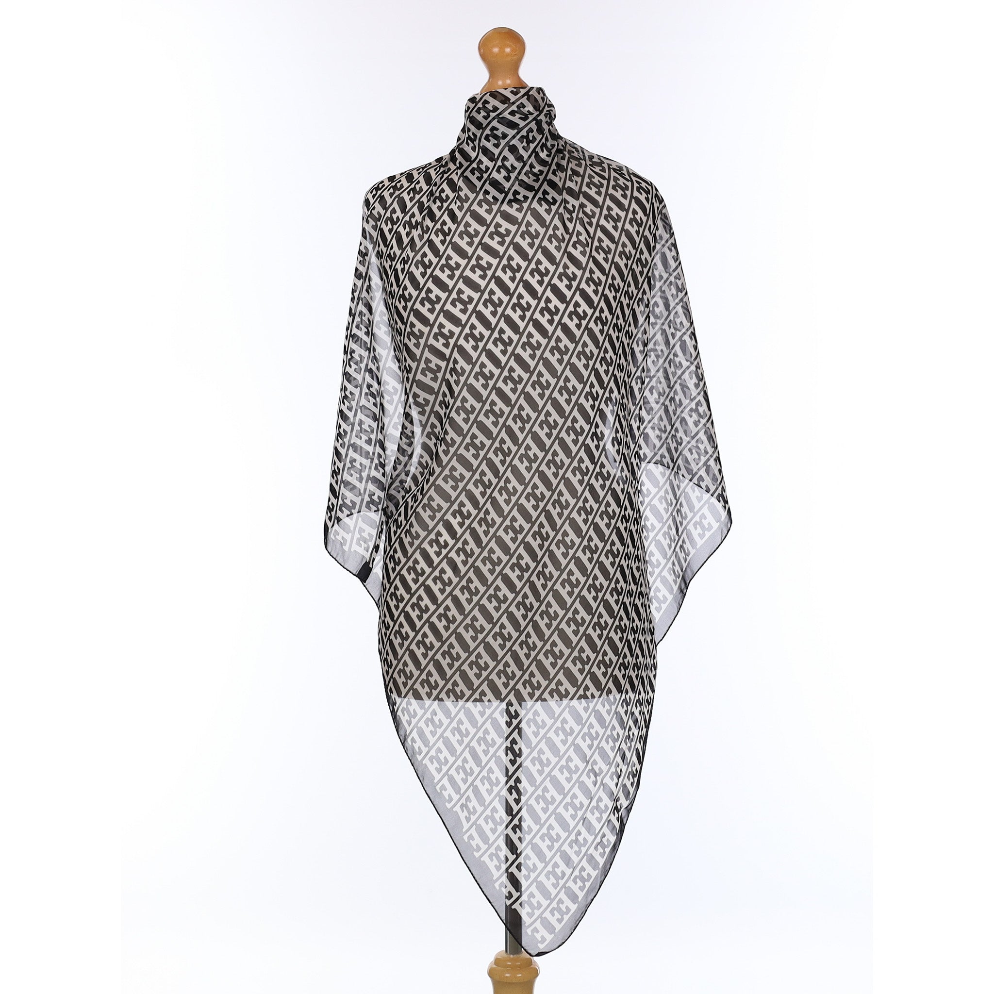 Pristine Escada Monochrome Silk Scarf