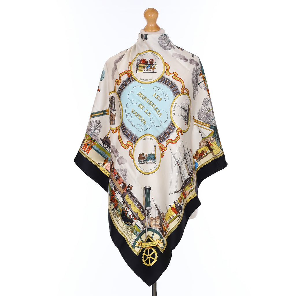 Pristine Boxed Hermès Les Merveilles de la Vapeur Vintage Silk Scarf Rare