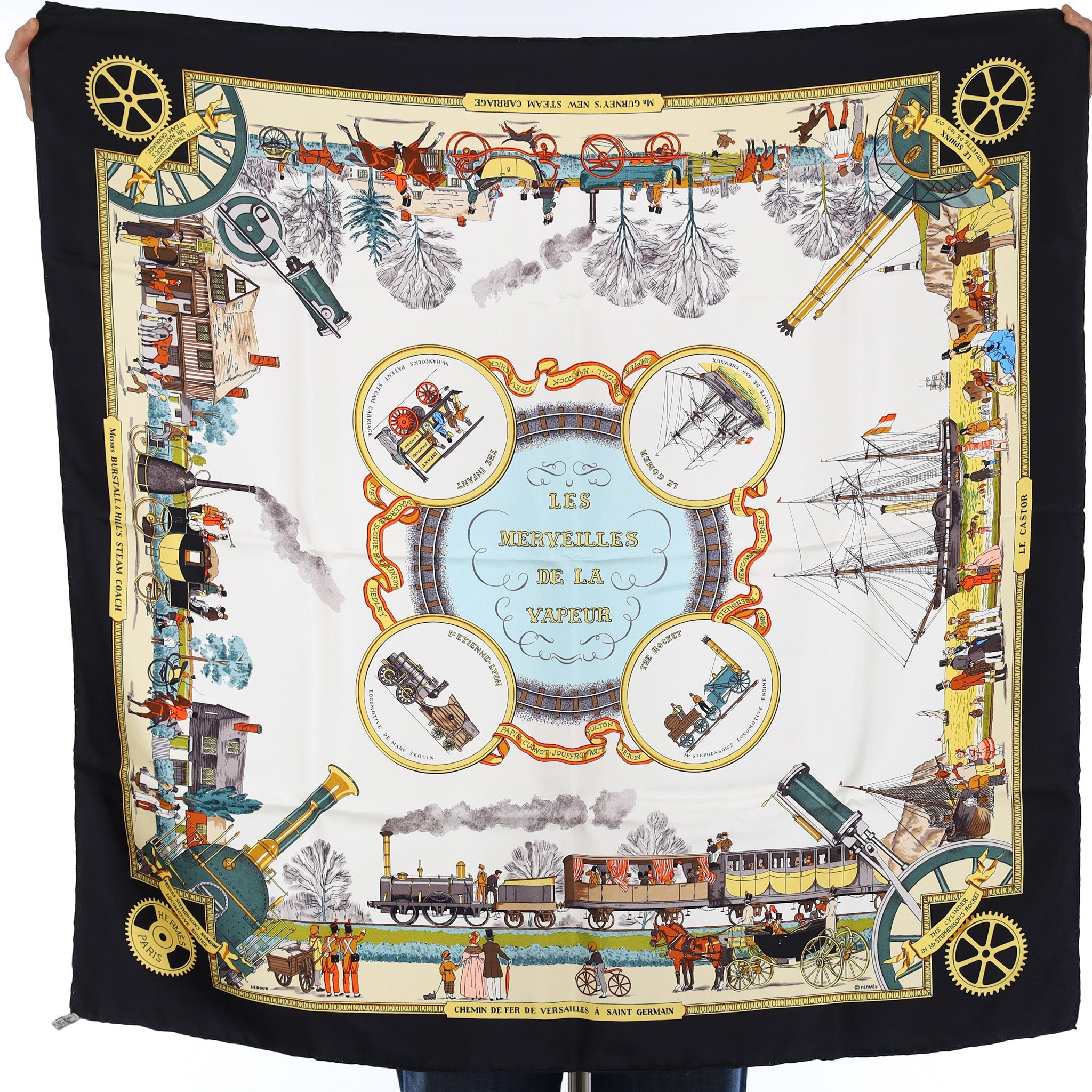 Pristine Boxed Hermès Les Merveilles de la Vapeur Vintage Silk Scarf Rare
