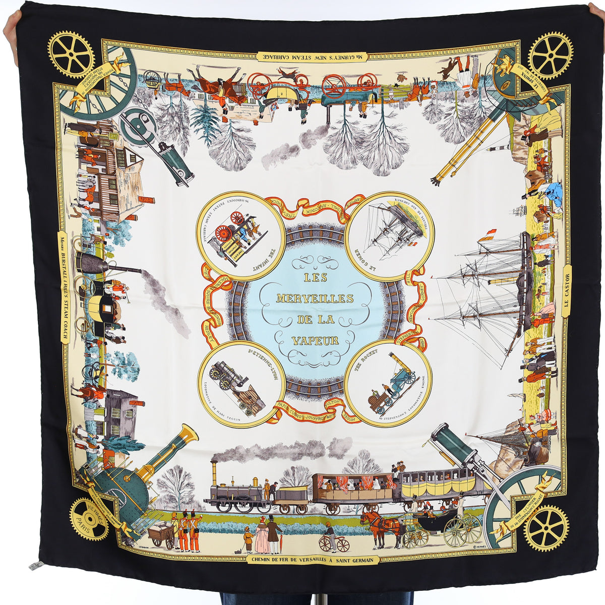 Pristine Boxed Hermès Les Merveilles de la Vapeur Vintage Silk Scarf Rare