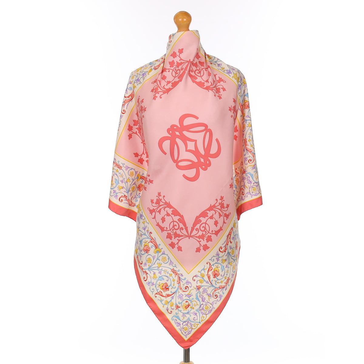 Loewe Pink Patterned Silk Scarf