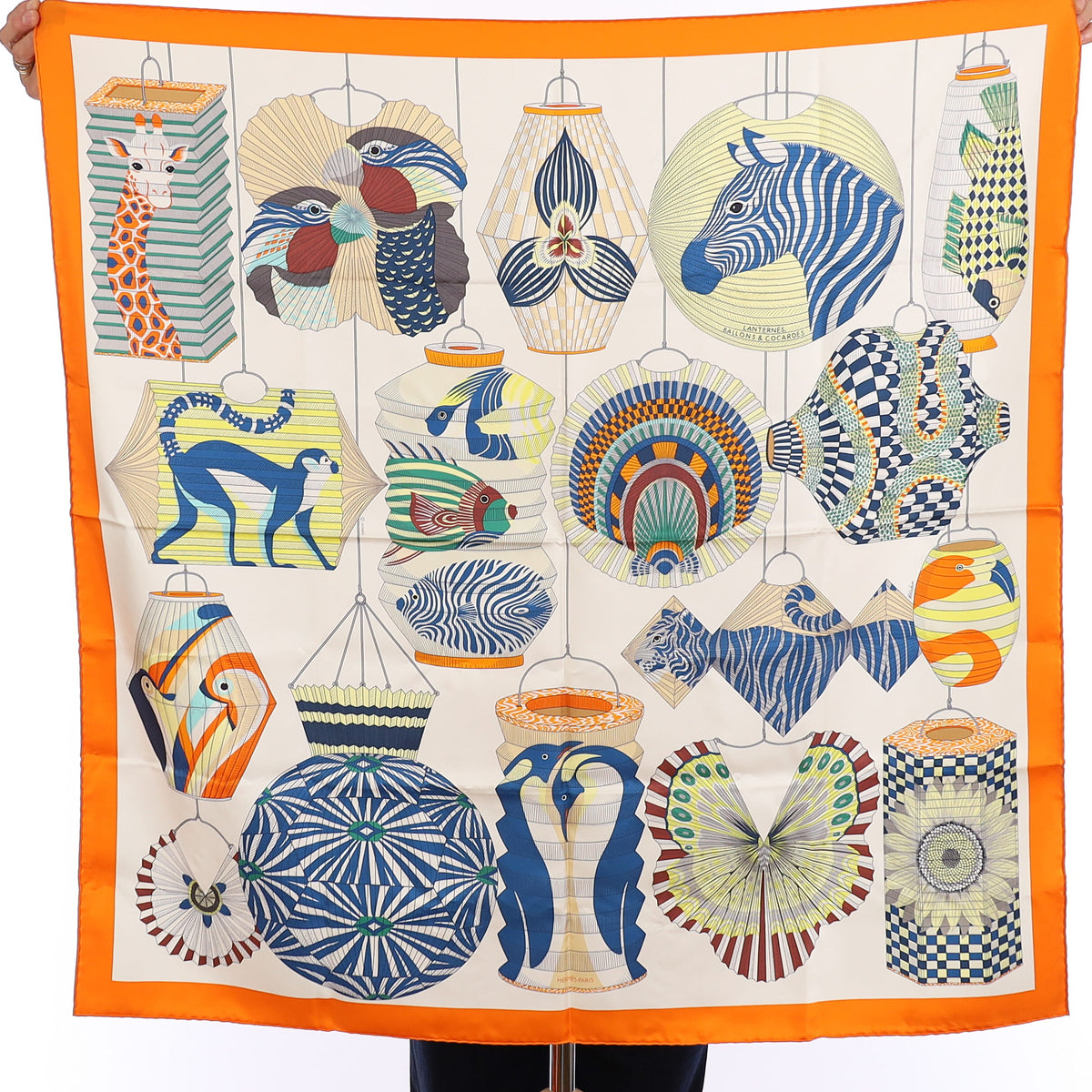 Brand New Boxed Hermès Lanternes Ballons & Cocardes Silk Scarf