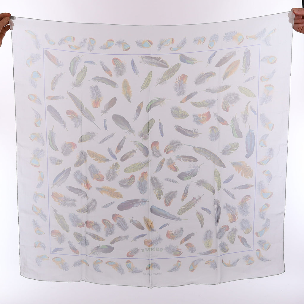 Brand New Boxed Hermès Plumes Silk Scarf