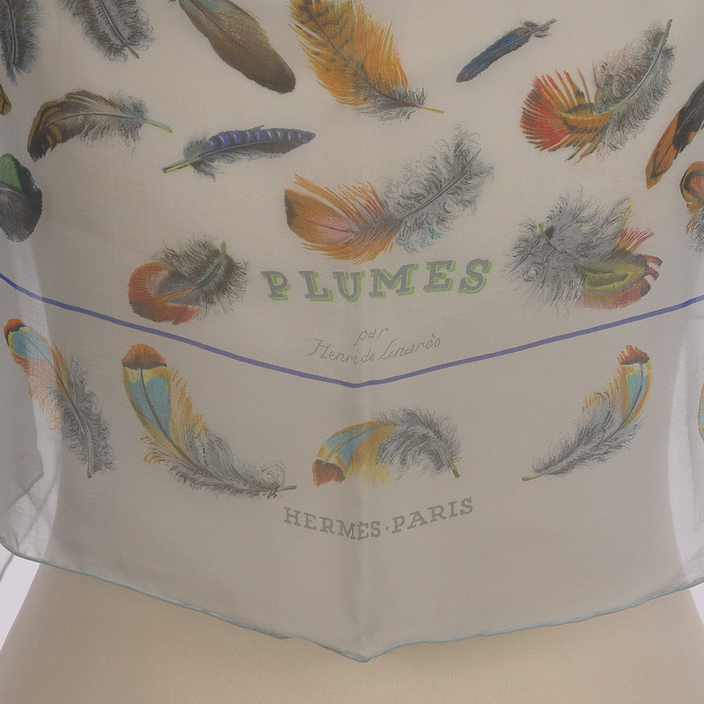 Brand New Boxed Hermès Plumes Silk Scarf