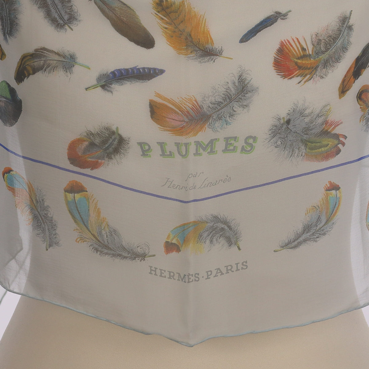 Brand New Boxed Hermès Plumes Silk Scarf