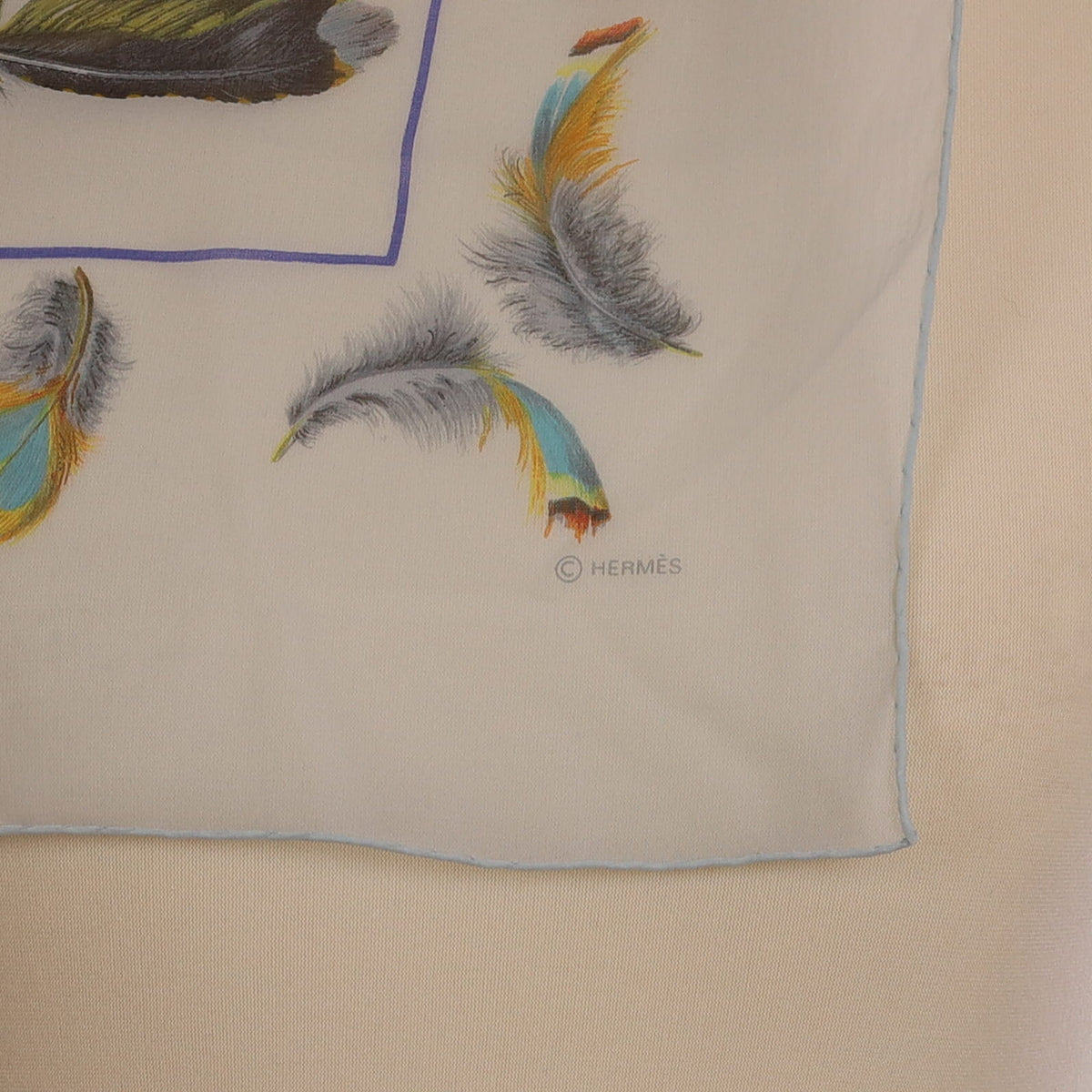 Brand New Boxed Hermès Plumes Silk Scarf