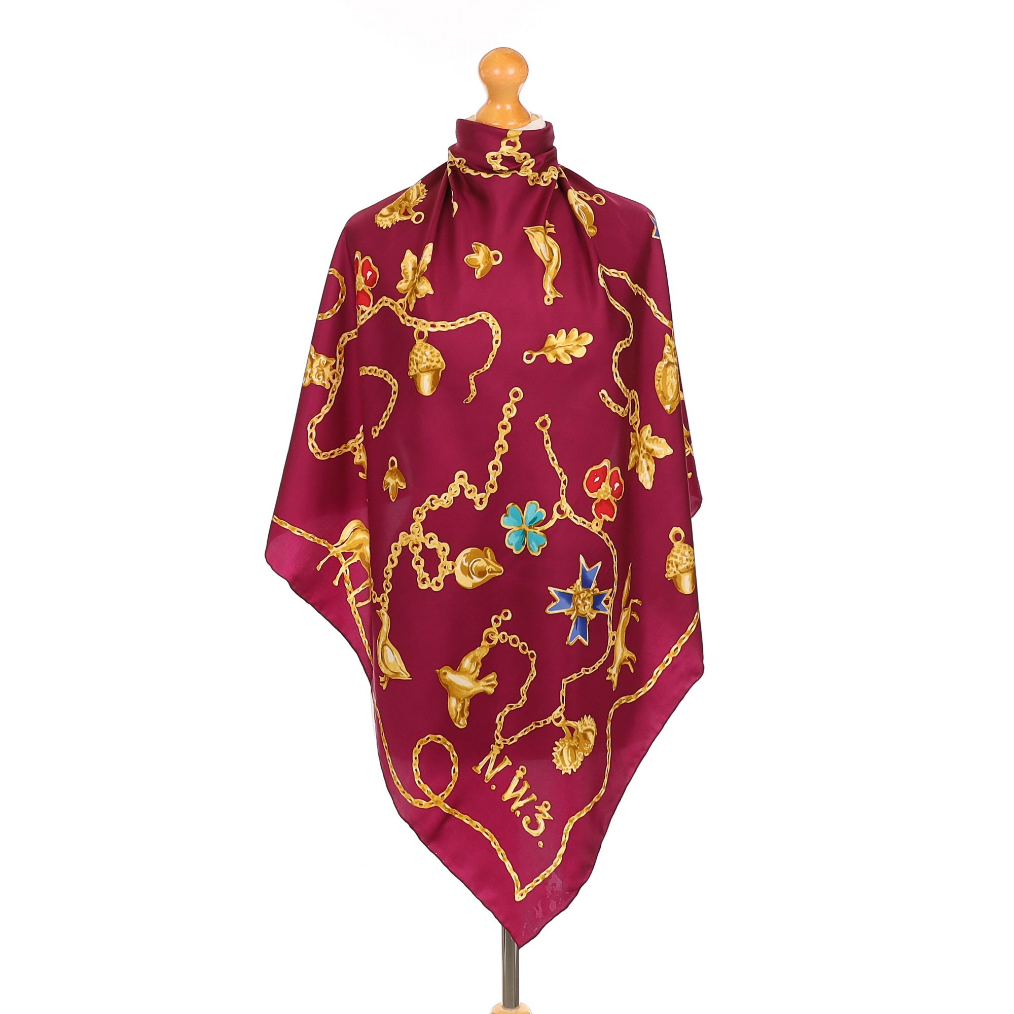 Hobbs Purple Chain Design Silk Scarf