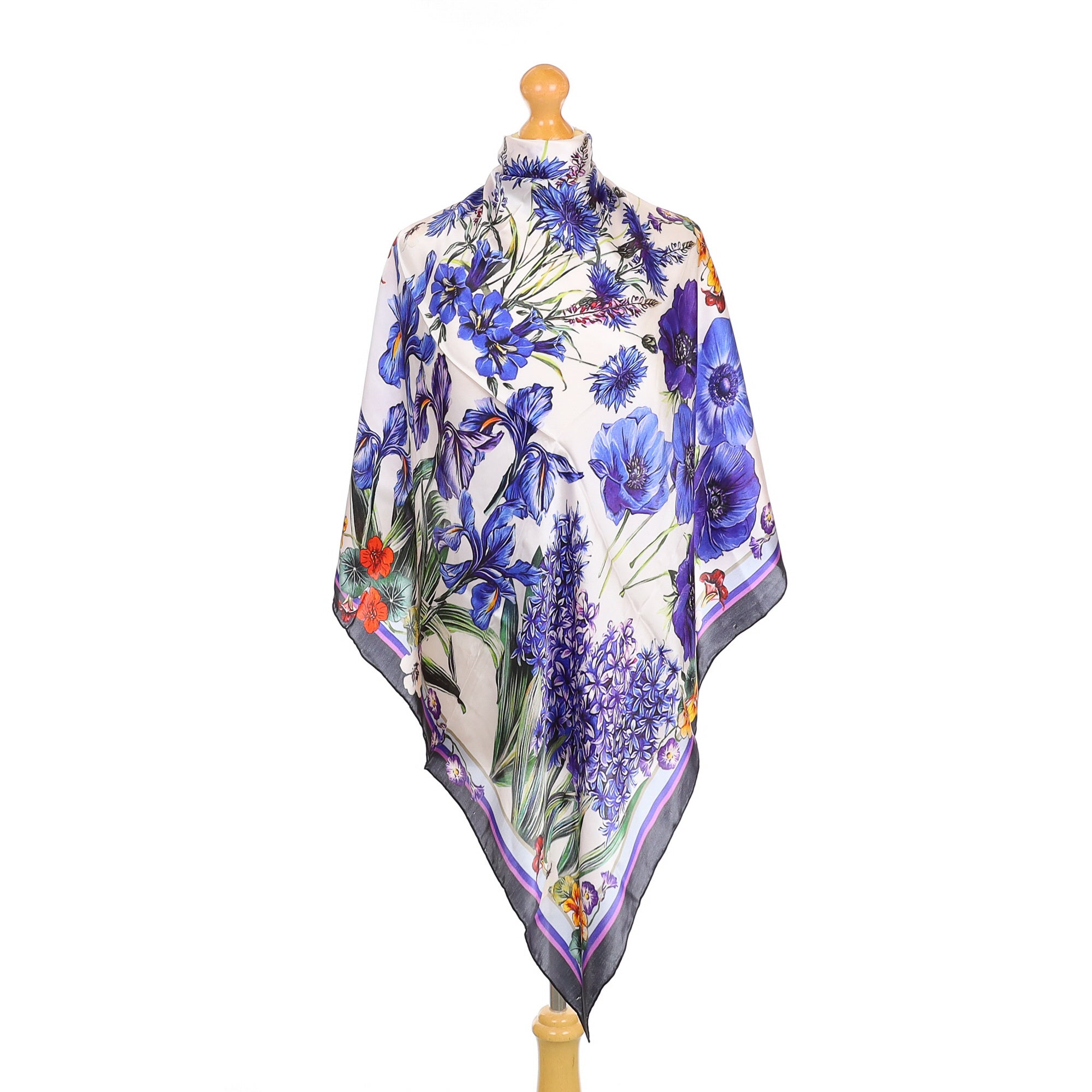 Colourful Floral Design Silk Scarf