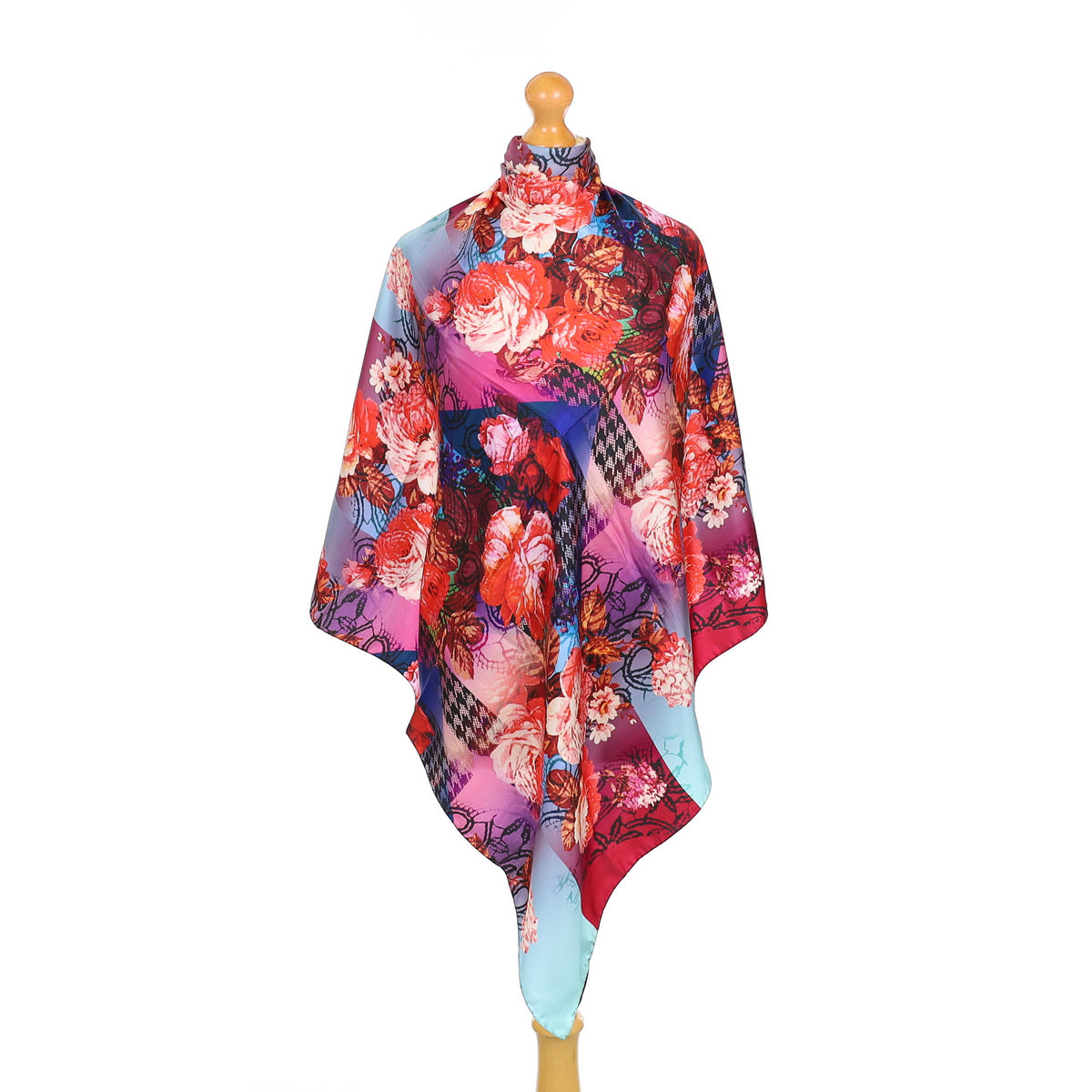 Floral Design Silk Scarf