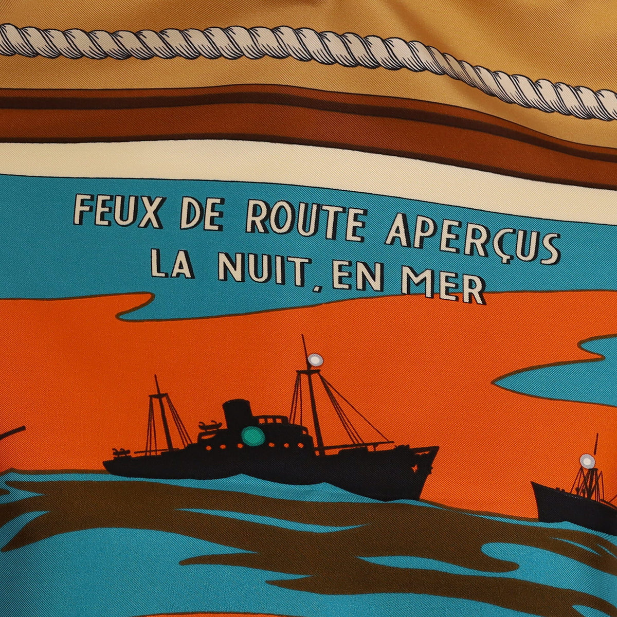 Boxed Hermès Feux de Route Apercus la Nuit en Mer Silk Scarf Quite Rare