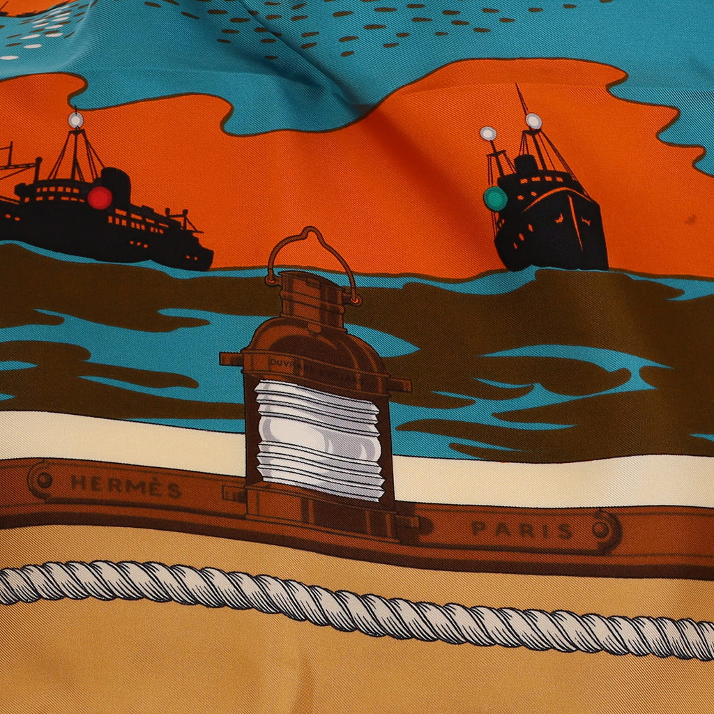 Boxed Hermès Feux de Route Apercus la Nuit en Mer Silk Scarf Quite Rare