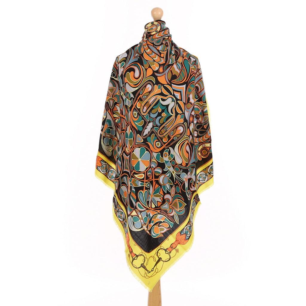 Brand New Boxed Hermès Folklore Cashmere Blend Scarf Quite Rare