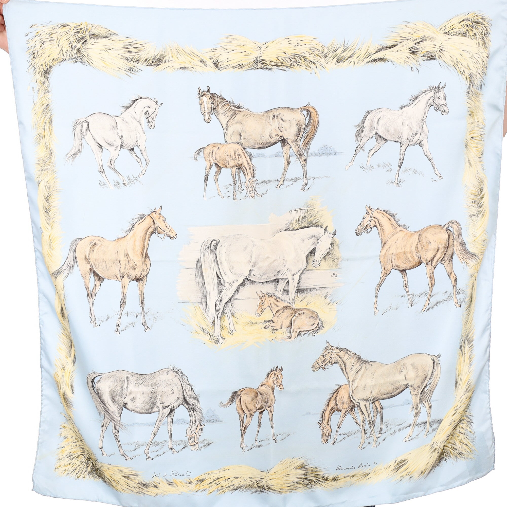 Hermès Les Poulains Silk Scarf Rare