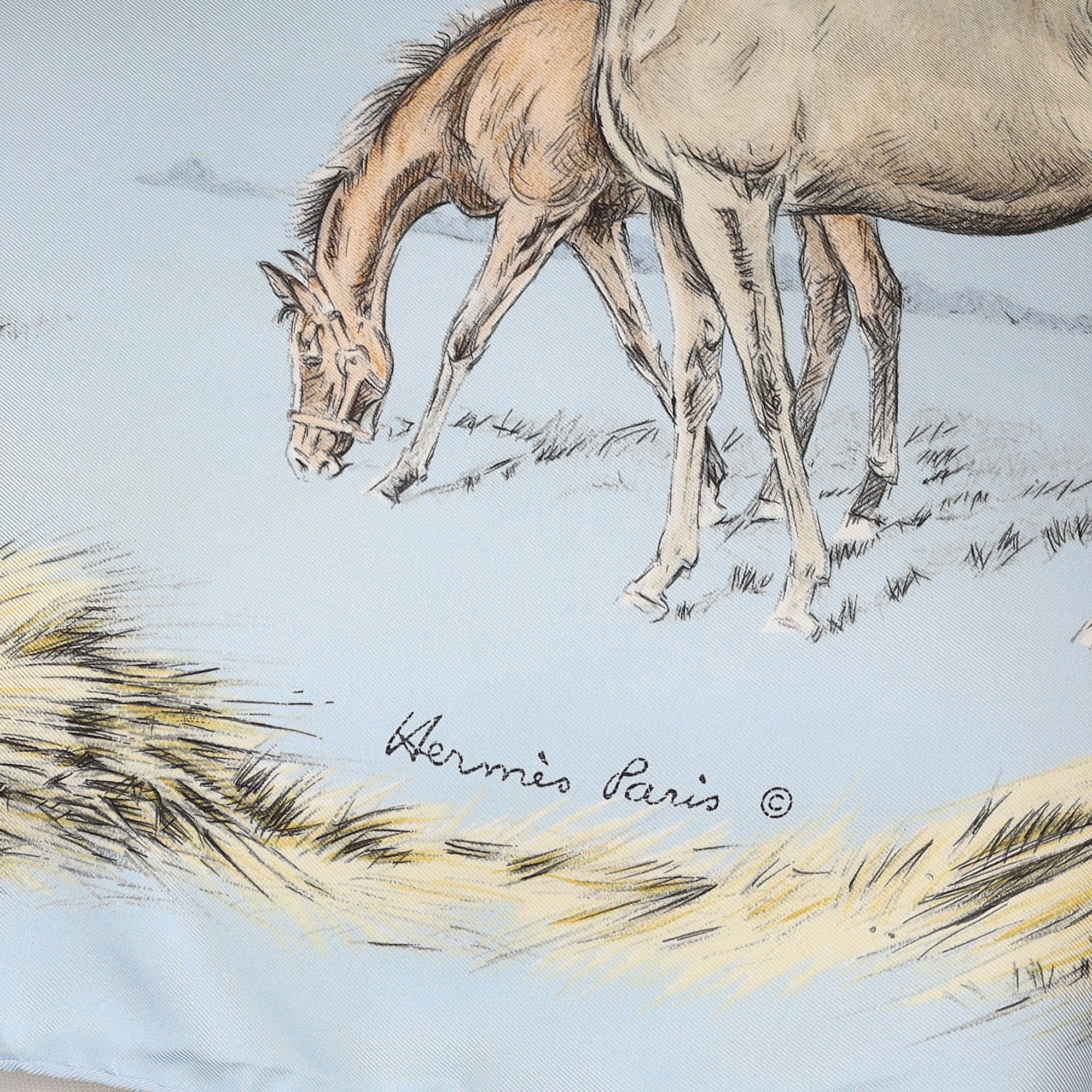Hermès Les Poulains Silk Scarf Rare