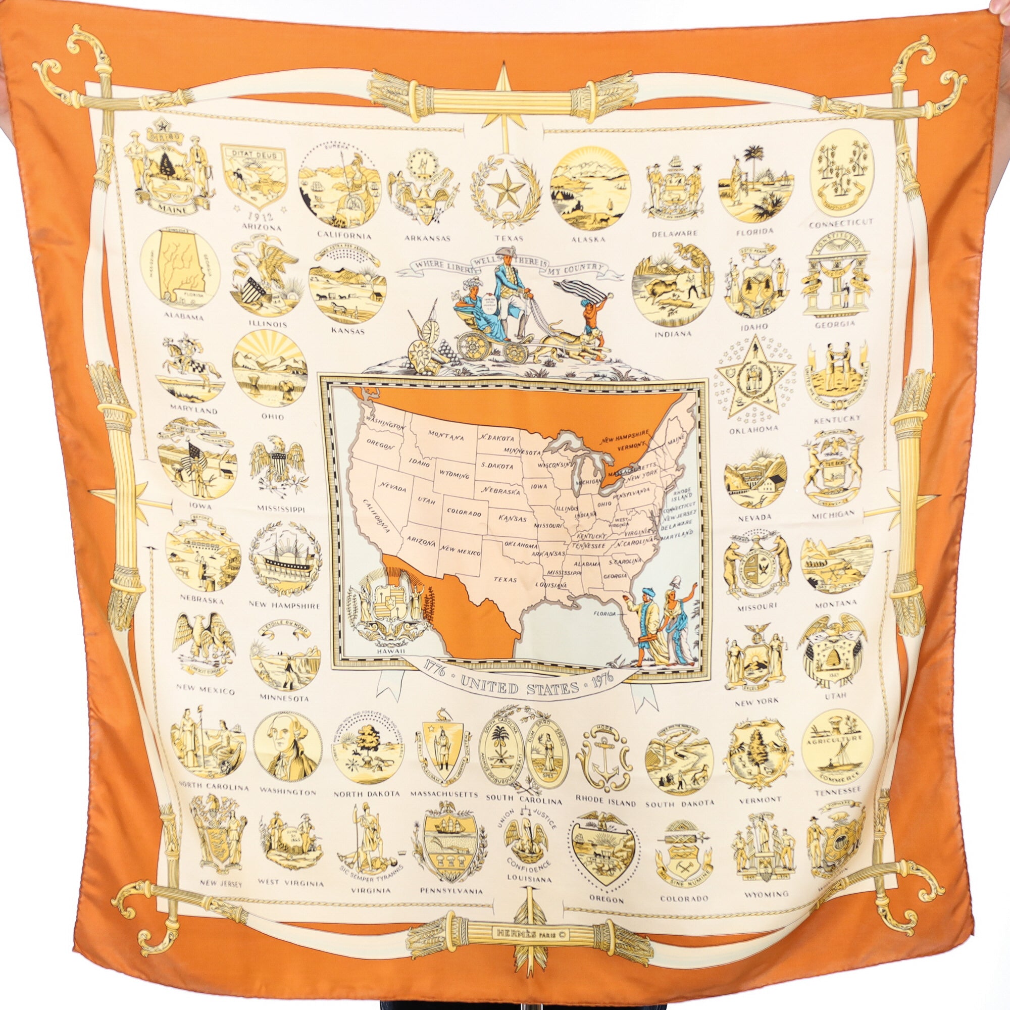 Hermès Arms of The United States Silk Scarf Quite Rare