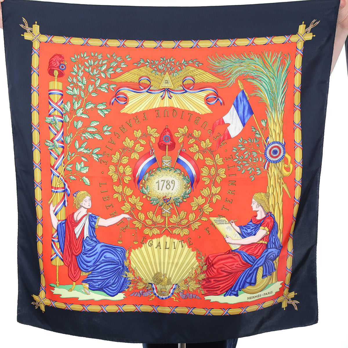 Hermès République Française Liberte Egalité Fraternité Silk Scarf