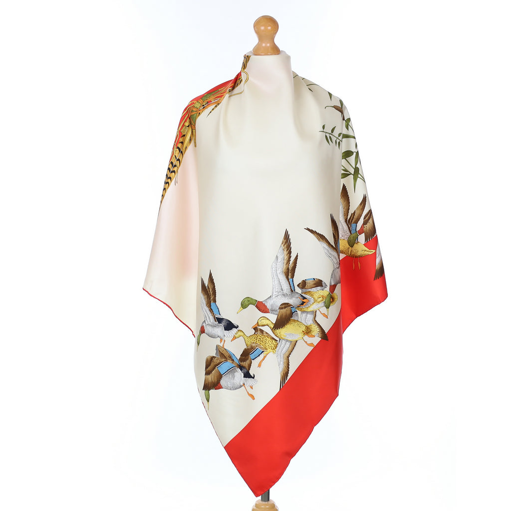 Gucci Ducks In Flight Vintage Silk Scarf