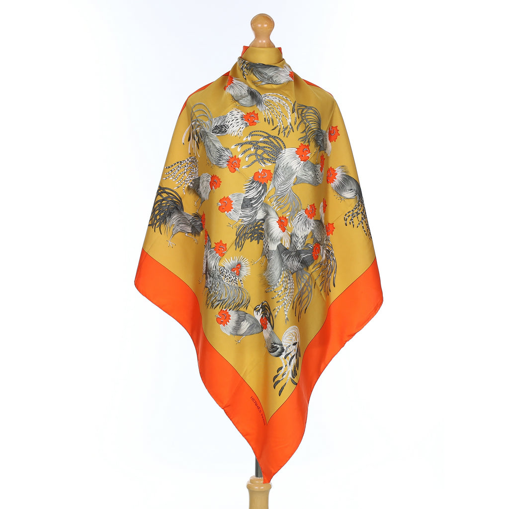 Brand New Boxed Hermès Les (Jeunes) Coqs Silk Scarf Rare