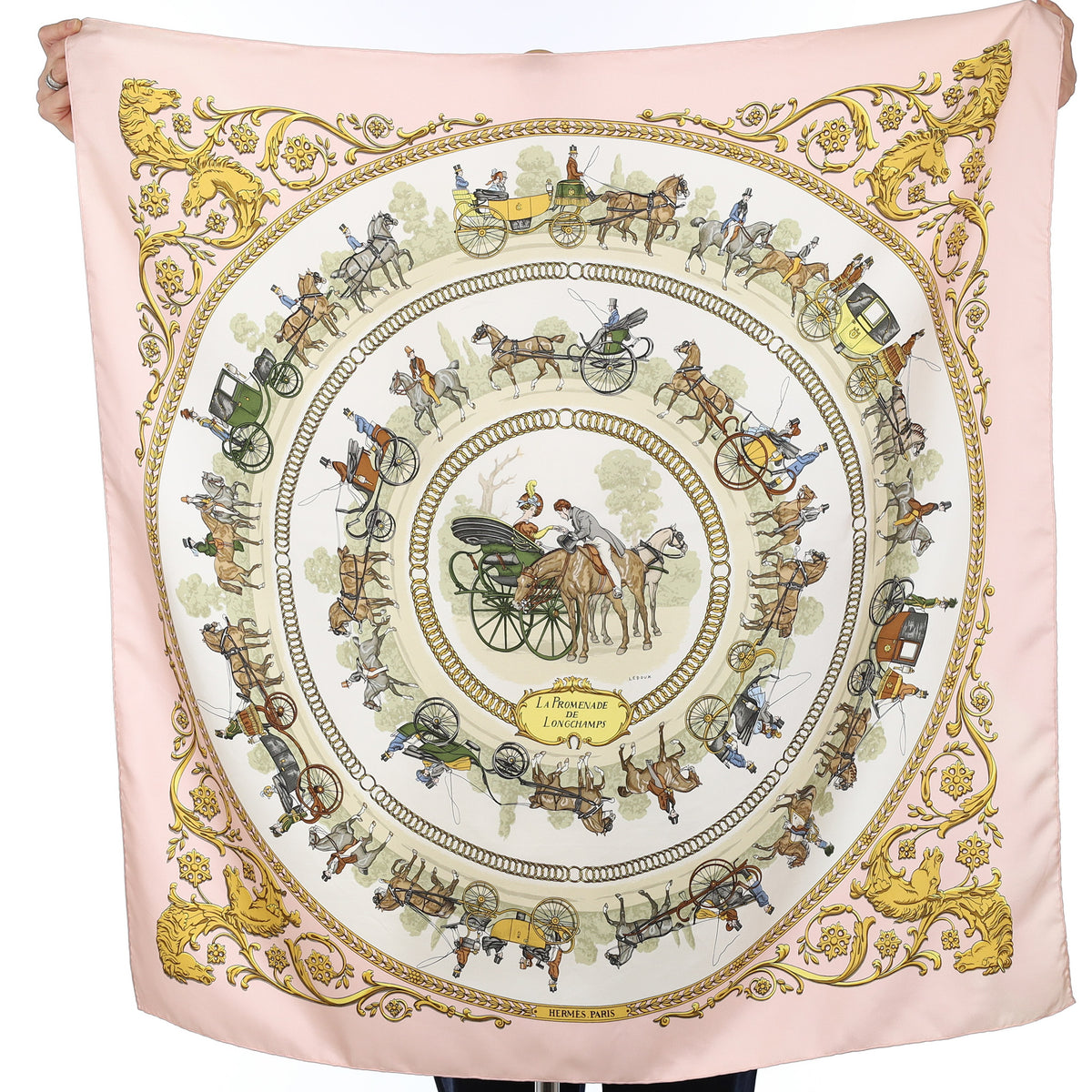 Hermès La Promenade de Longchamp Vintage Silk Scarf