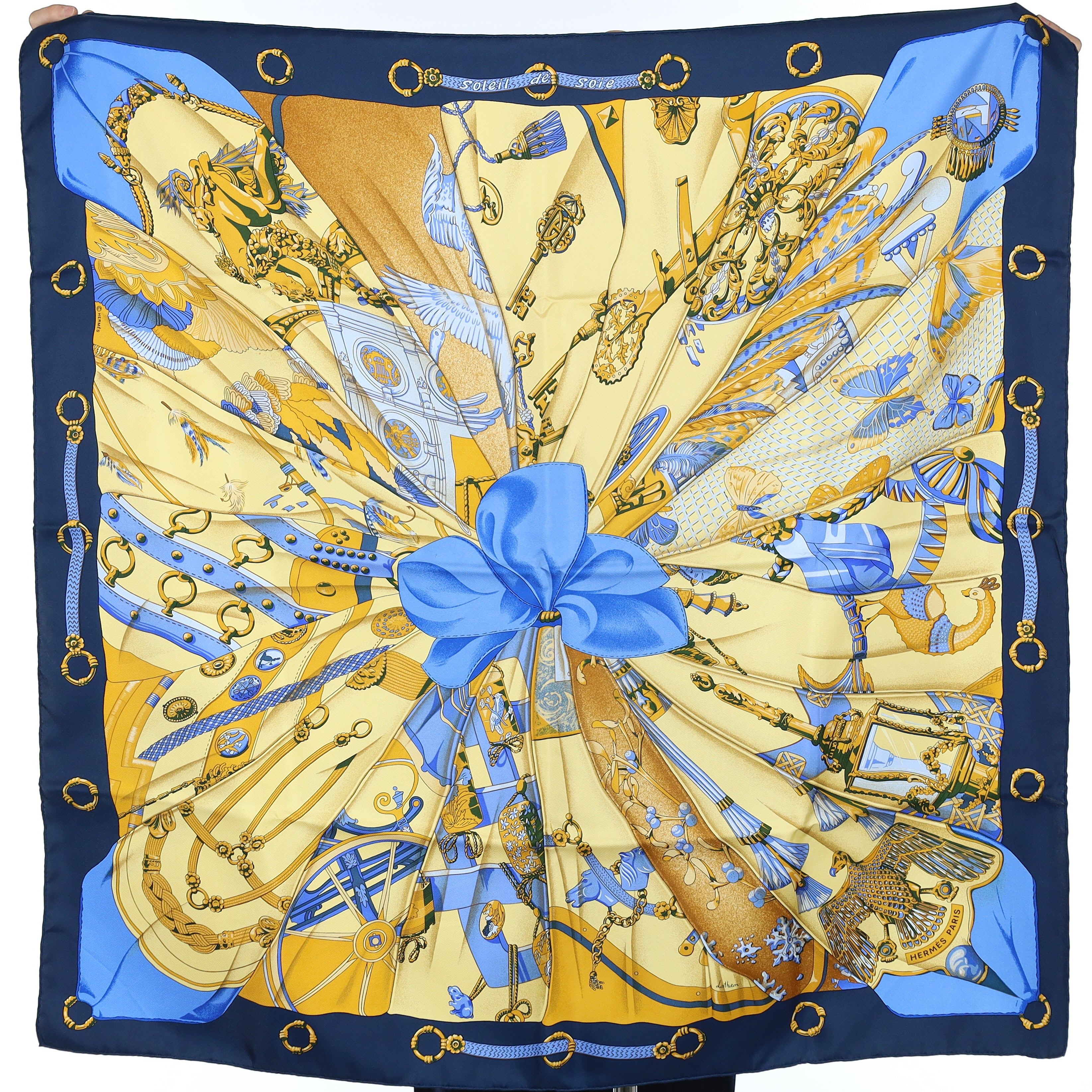Pristine Boxed Hermès Soleil de Soie Vintage Silk Scarf