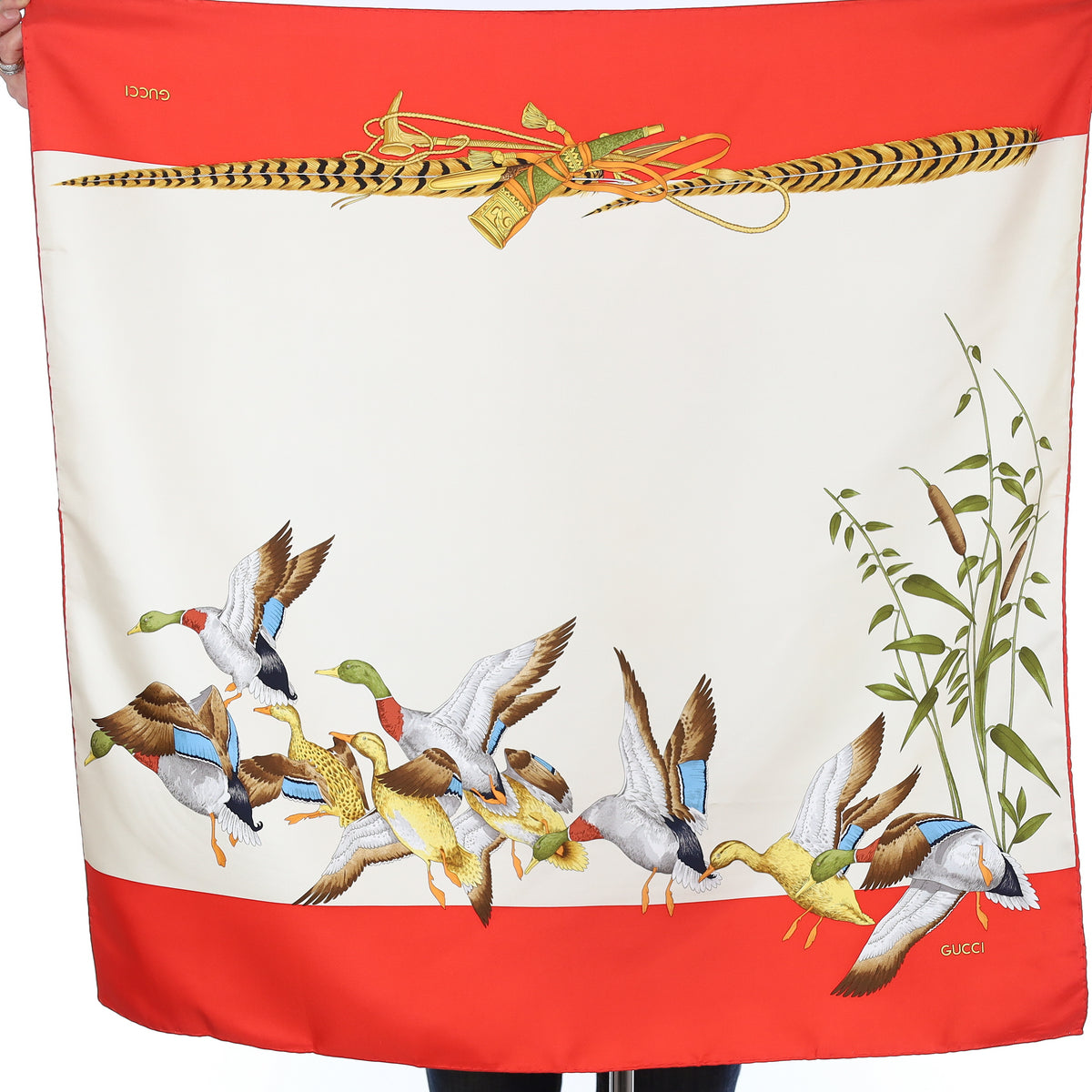 Gucci Ducks In Flight Vintage Silk Scarf