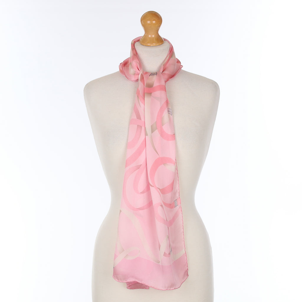 Brand New Boxed Salvatore Ferragamo Pink Patterned Silk Scarf