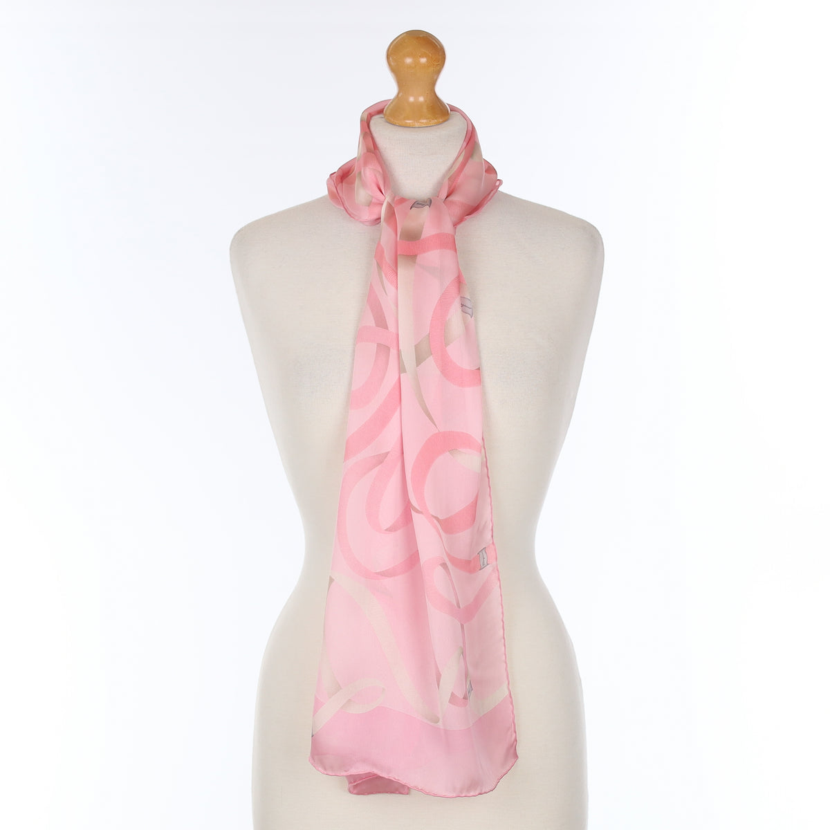 Brand New Boxed Salvatore Ferragamo Pink Patterned Silk Scarf
