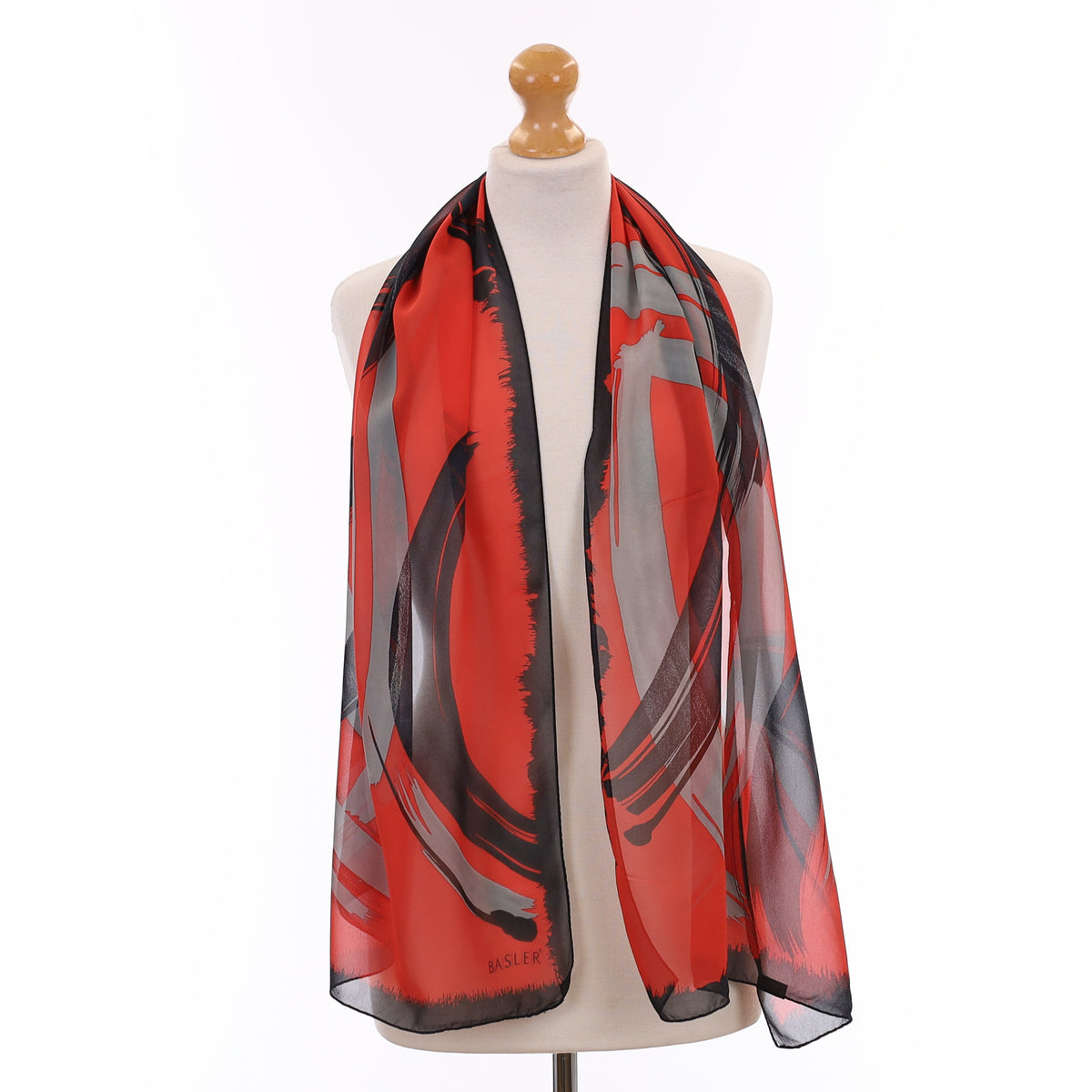 Basler Red and Black Silk Scarf