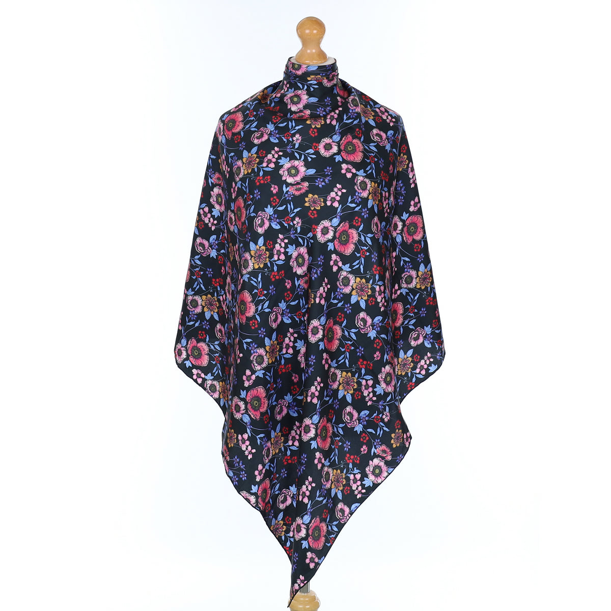 Brand New Black and Pink Floral Silk Scarf