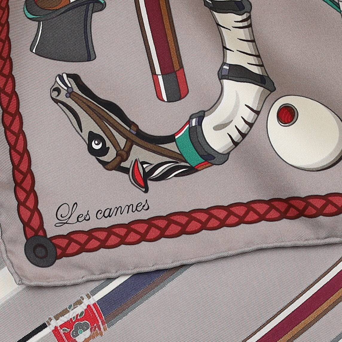 Hermès Les Cannes Vintage Silk Scarf