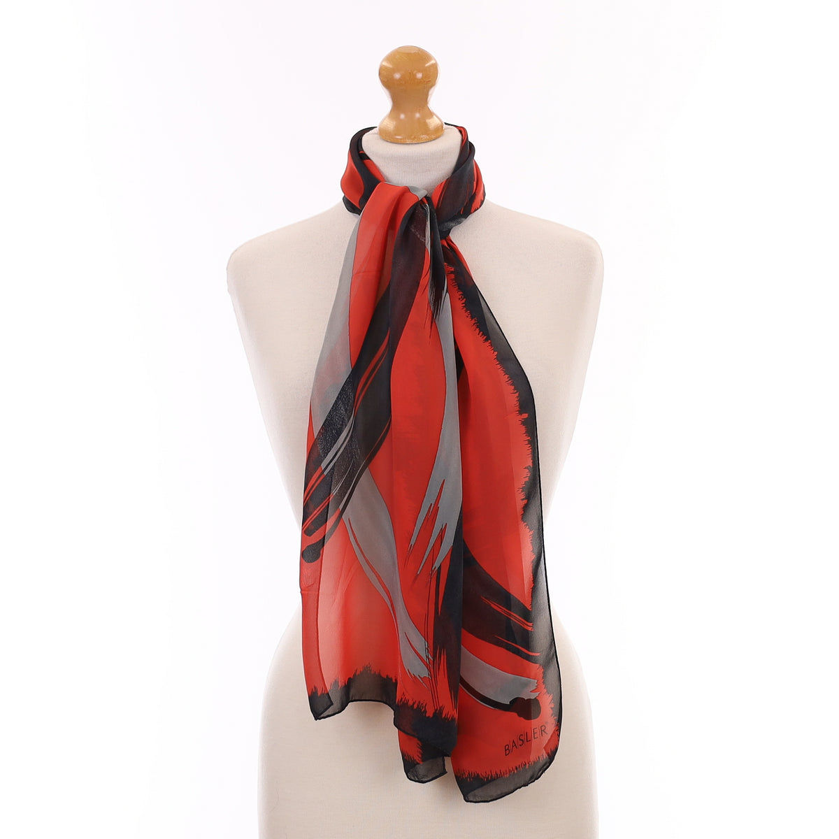 Basler Red and Black Silk Scarf