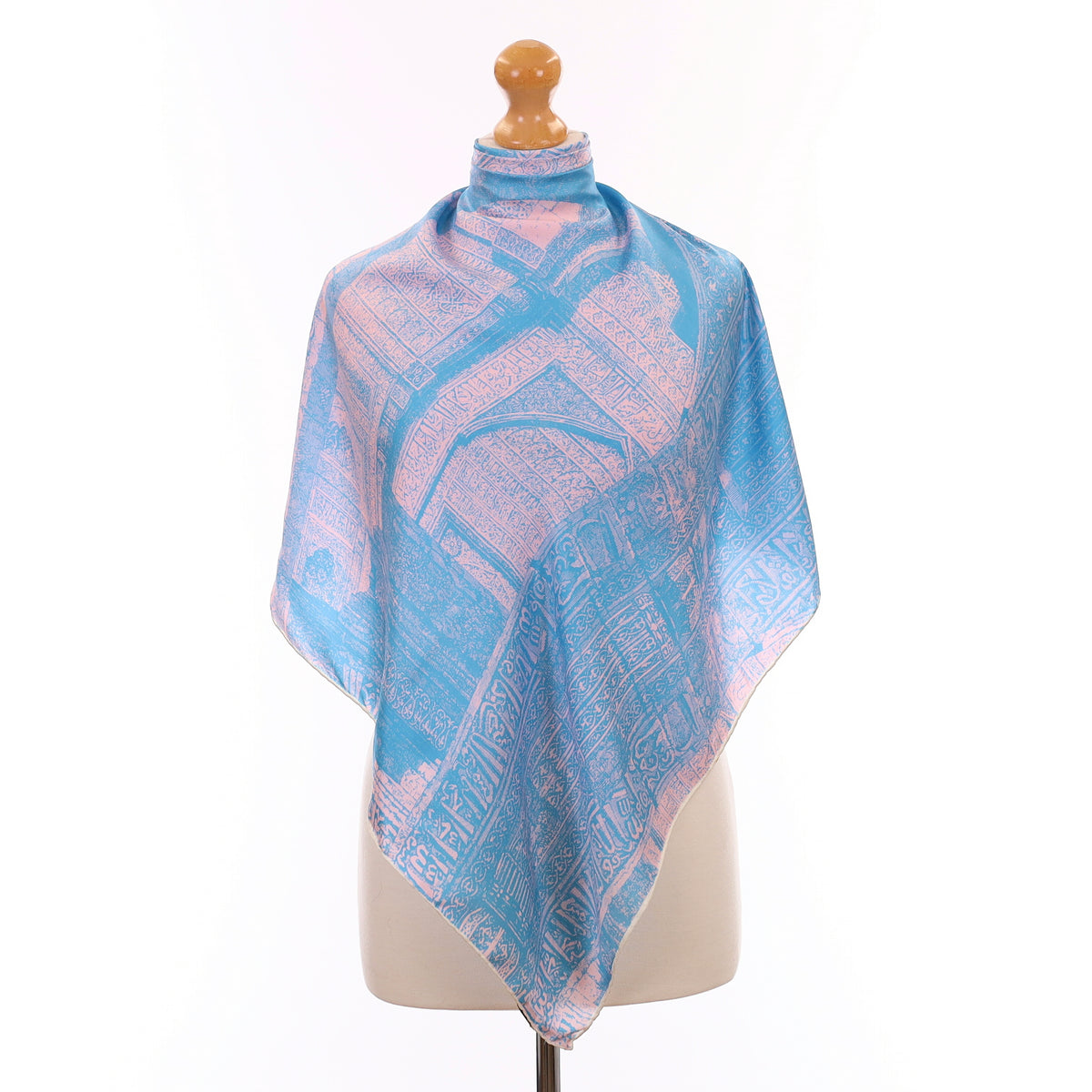 1960's Harvey Nichols Blue and Pink Vintage Silk Scarf