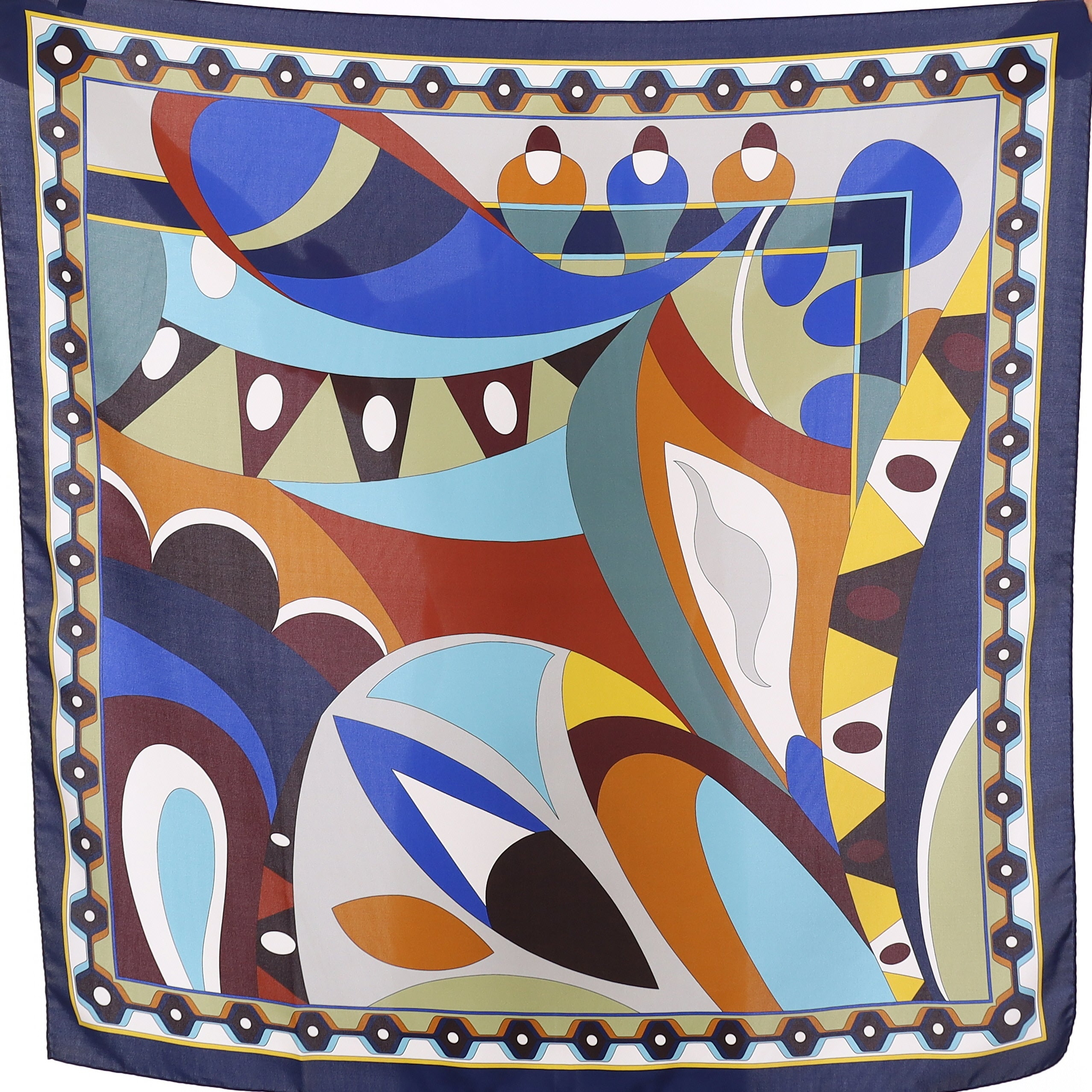 Brand New Italian Blue Swirl Design Silk Scarf