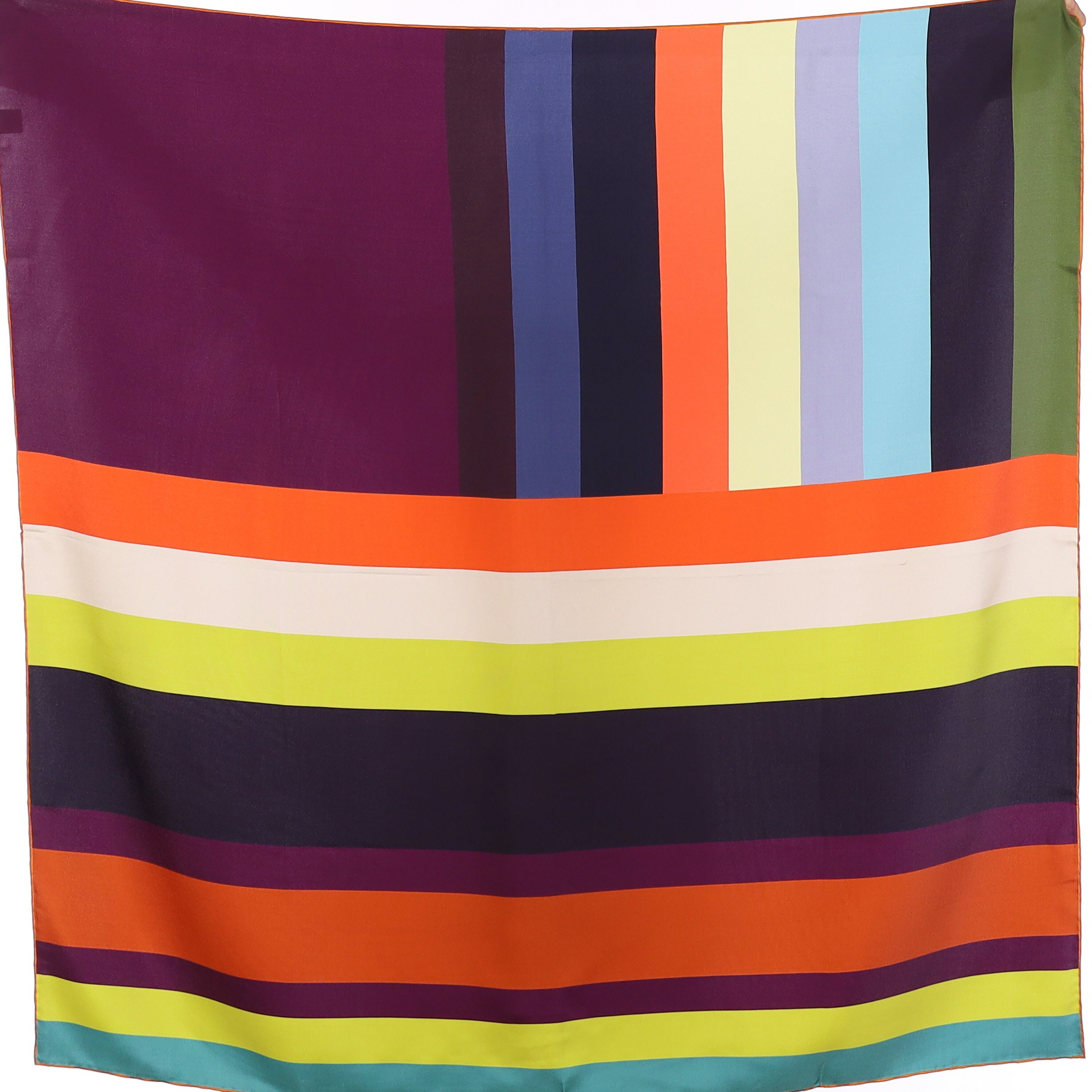 Brand New Italian Colourful Striped Silk Scarf