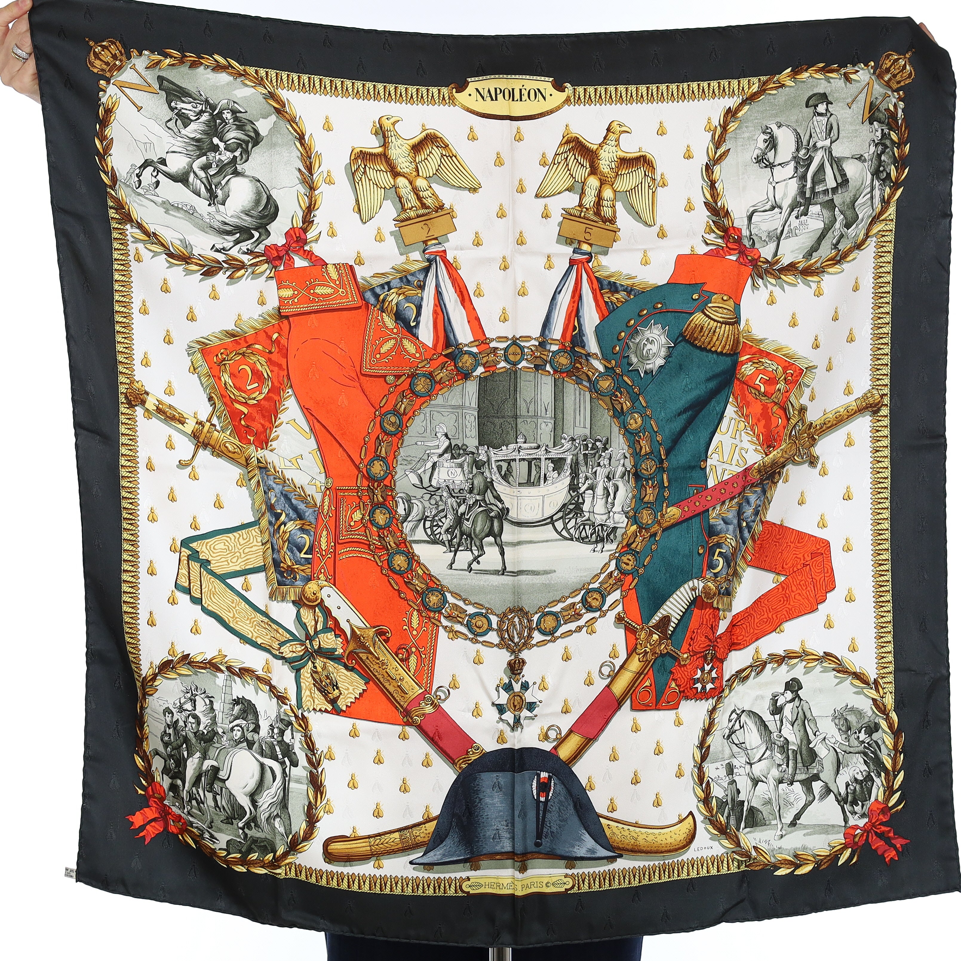 Pristine Boxed Hermès Napoléon Vintage Silk Scarf