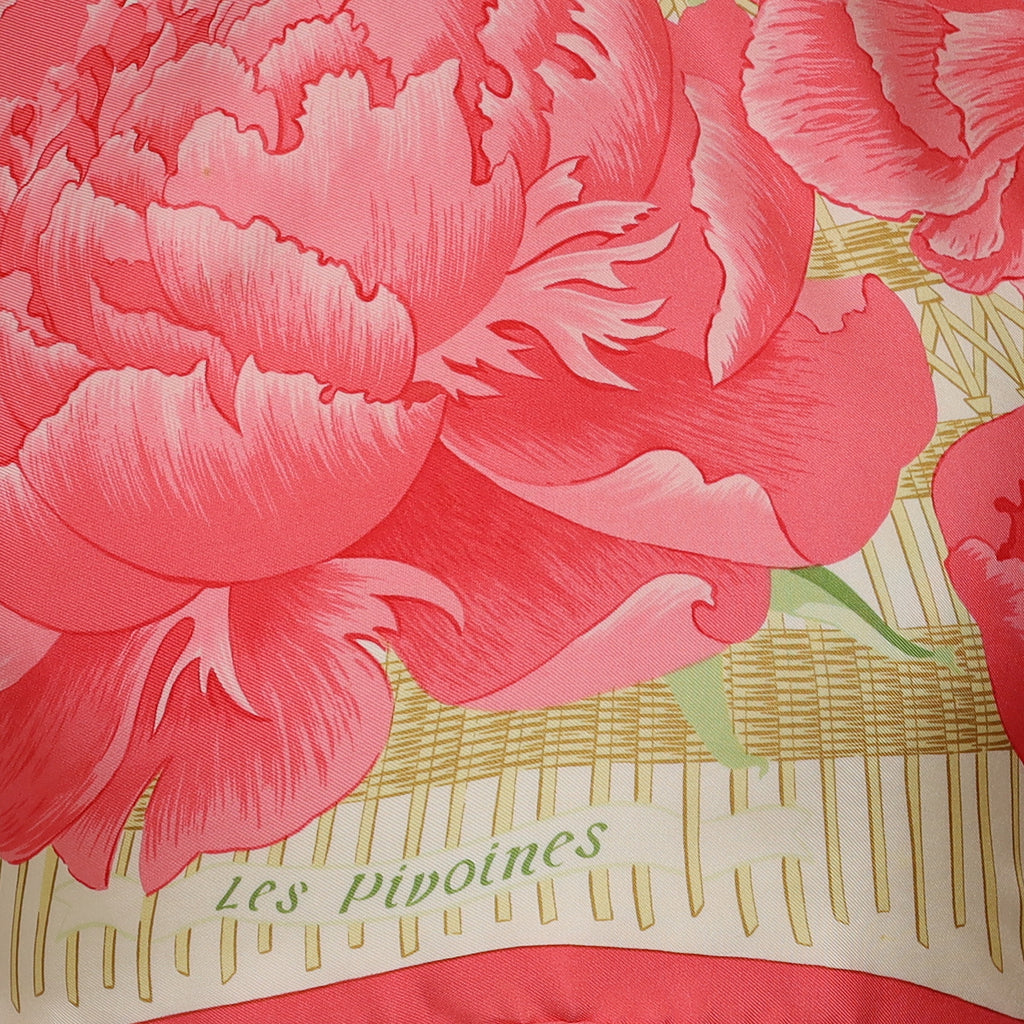 Hermès Les Pivoines Vintage Silk Scarf
