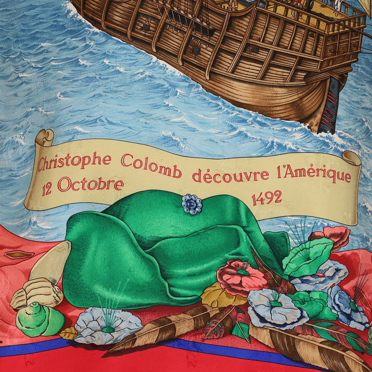 Hermès Christophe Colomb Découvre L'Amérique Vintage Silk Scarf