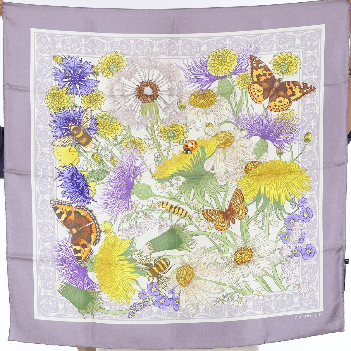 Brand New Emily Carter Botanical Silk Scarf