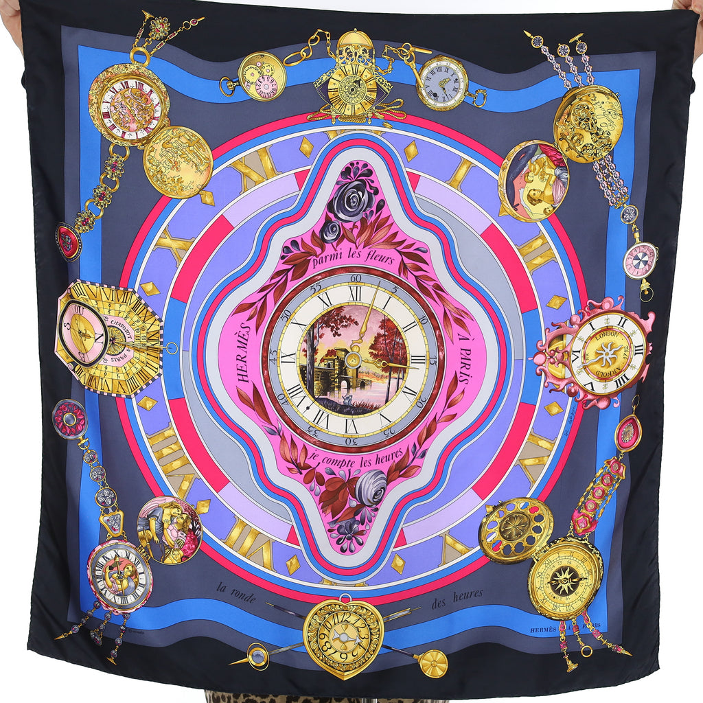Hermès Parmi Les Fleurs Je Compte les Heures Silk Scarf