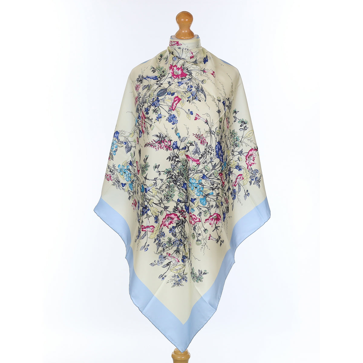 Brand New Boxed Bellagio Blue Floral Vintage Silk Scarf
