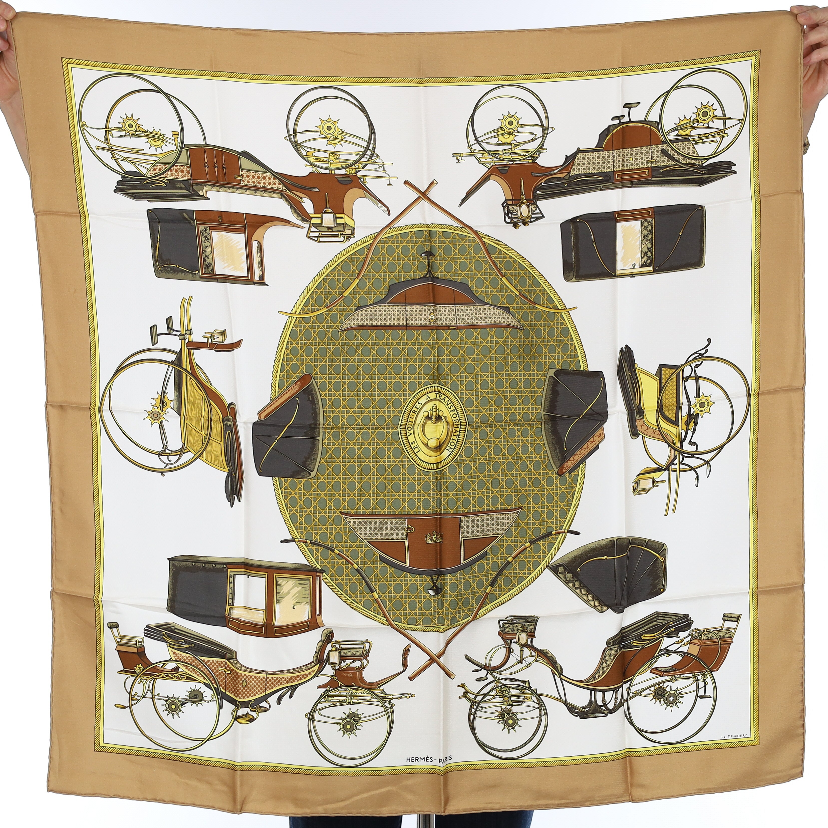 Pristine Sleeved Hermès Les Voitures a Transformation Silk Scarf
