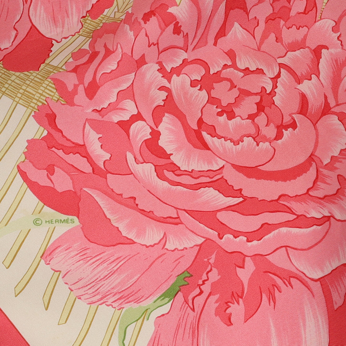 Hermès Les Pivoines Vintage Silk Scarf