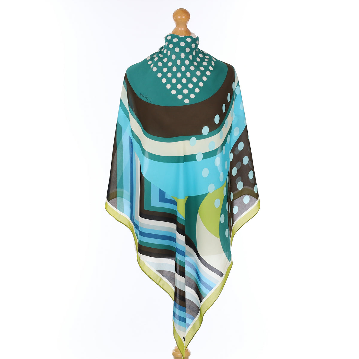 Holan Dai Aqua Polka Dot Silk Scarf